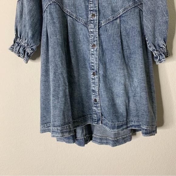 We the free Womens Blue Denim Hannah Long Sleeve Mini Dress L - Picture 3 of 10